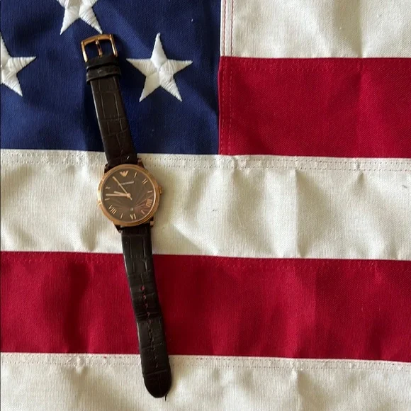 Emporio Armani Rose Gold and Dark Brown Timepiece - Picture 1 of 17